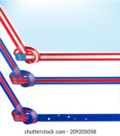 Australia, England and Usa flag set isolated