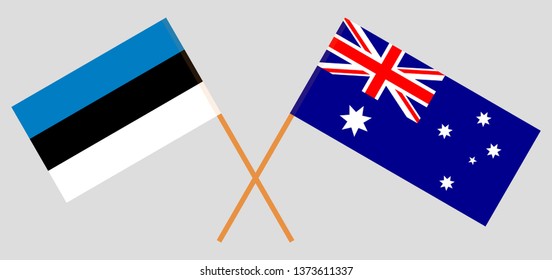 Australia and Estonia. The Australian and Estonian flags. Official colors. Correct proportion. Vector illustration
