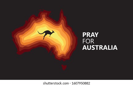 Australia fire. Social poster.
Kangaroos and run from the fire on a background of a map of Australia. Stock vector illustration