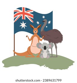 australia flag with animals icon