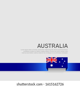 Australia flag background. Ribbon color flag of australia on a white background. National poster. Vector flat design. State australian banner, cover