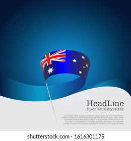 Australia flag background. Wavy ribbon in the color of the australian flag on a blue white background. National poster. Vector flyer design. January 26th australia day banner, cover