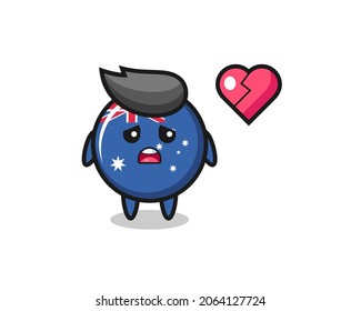 australia flag badge cartoon illustration is broken heart , cute style design for t shirt, sticker, logo element