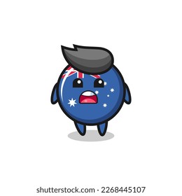 australia flag badge illustration with apologizing expression, saying I am sorry , cute style design for t shirt, sticker, logo element