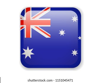Australia Flag. Bright Square Icon. Vector Illustration