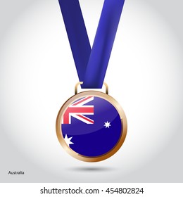 Australia Flag in Bronze Medal. Olympic Game Bronze Medal. Vector Illustration