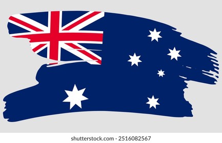 Textura de la pintura del pincel de la bandera de Australia. Bandera de Australia Grunge. Concepto australiano del cepillo del emblema