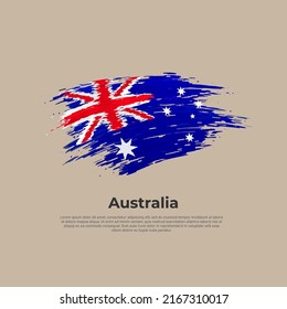 Australia flag. Brush painted australian flag on a white background. Brush strokes. Vector design national poster, template. Place for text.  State patriotic banner of australia, cover. Copy space
