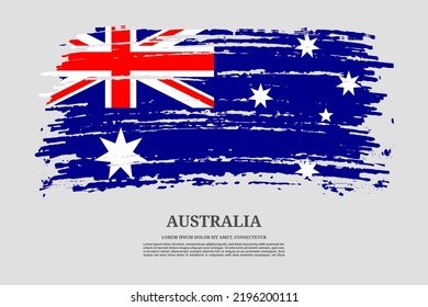 Australia flag with brush stroke effect and information text poster, vector
