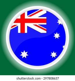 Australia flag button on green background