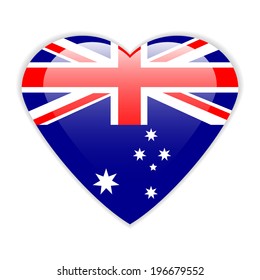 Australia flag button on a white background. Vector illustration.