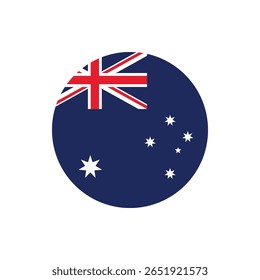 Australia Flag Button. Round Australia flag icon. Australia flag badge Vector for independence day celebration PNG on transparent background.