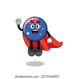 australia flag cartoon with flying superhero , character design