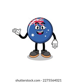 australia flag cartoon with welcome pose , character design