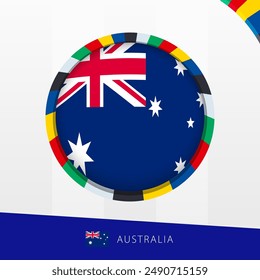Australia Flag with Colorful Circle Border. Vector icon.