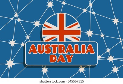 Australia flag design concept. Image relative to travel and politic themes. Australia day text. Vector brochure or report design template. Connected lines with stars.