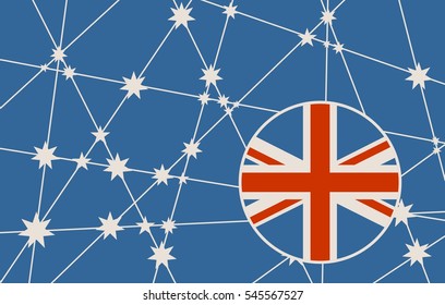 Australia flag design concept. Image relative to travel and politic themes. Molecule And Communication Background. Vector brochure or report design template. Connected lines with stars.