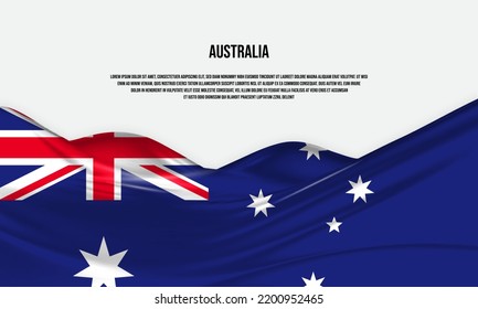 Diseño de la bandera de Australia. Bandera australiana ondeando satén o tela de seda. Ilustración vectorial.