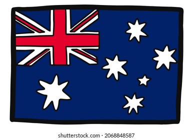 Australia flag doodle style icon simple graphic hand drawn. Vector illustration