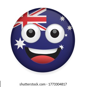 Australia Flag Face Vector Illustration.High Quality Emoticon Vector On White Background.Emoji Vector.Australia Flag Emoticon.Flag Emoji.