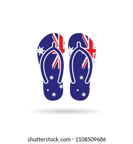 Australia flag flip flop sandals icon on a white background.
