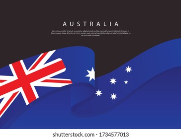 Australia Flag Flowing. Australia flag on Black background. Vector illustration template