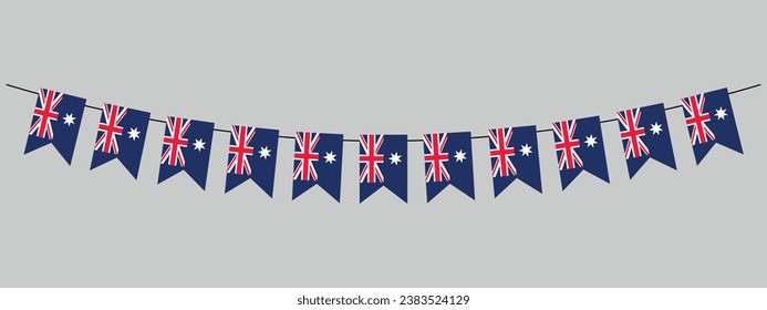 Australia flag garland, hang bunting for Australian independence Day celebration banner, vector illustration svg