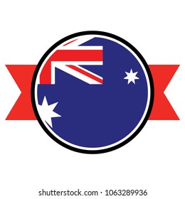 Australia flag in glossy round button of icon. flag logo of Australia emblem isolated on white background, Australia national concept sign, Vector illustration.
