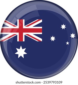  Australische Flagge mit glänzendem abgerundeten Knopf für Fußballmannschaft und Nationalemblem