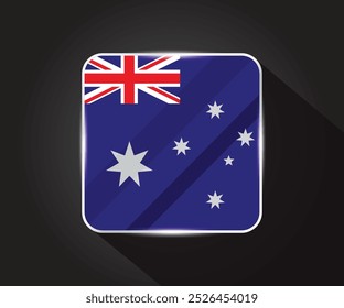Australia flag glossy square icon illustration 