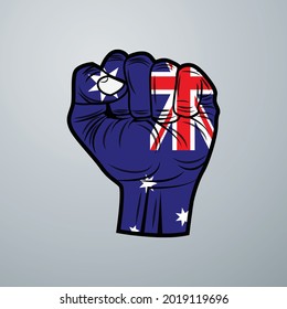 Australia Flag with Hand Design isolated on white background. Vector illustration