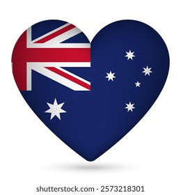 Australia flag in heart shape. Vector illustration.