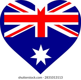 Australia flag heart shape vector illustration. Australian national symbol heart icon graphic design for Australia Day