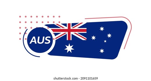 Icono o insignia de la bandera de Australia. emblema nacional australiano con fondo abstracto y formas geométricas. Ilustración vectorial.