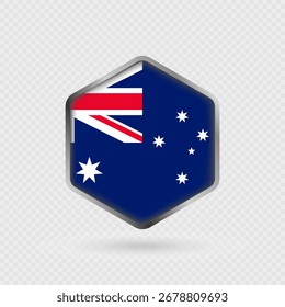 Australia Flag Icon in Hexagon Shape.