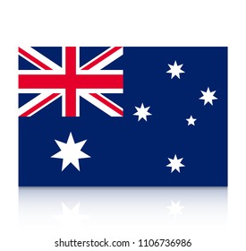 Australia flag icon with reflection isolated on white background.