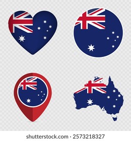 Australia Flag Icons Pack. Vector illustration.