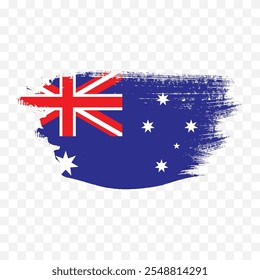 Día de la Independencia de la Bandera de Australia con tinta nacional australiana Grunge Pincel Ilustración de la bandera PNG Elemento Emoji y Clipart Fondo transparente