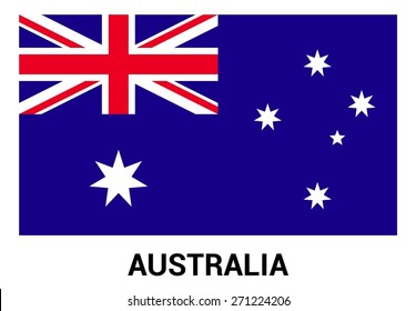 Australia flag isolated vector in official colors and Proportion Correctly. country's name label in bottom