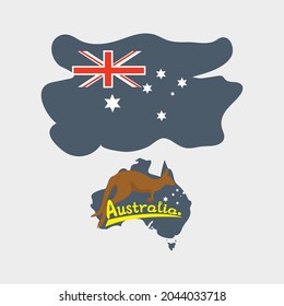 Australia flag and kangaroo vector illustration