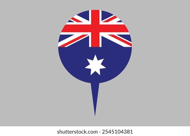 Bandeira da Austrália com sinal de localização, Bandeira da Austrália símbolo nacional do país ilustração Vetor, Retângulo Austrália bandeira ilustração, Vetor plano ilustração
