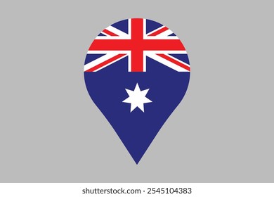 Australia flag with location sign, Flag of Australia national country symbol illustration Vector, Rectangle Australia flag illustration, Flat vector illustration
