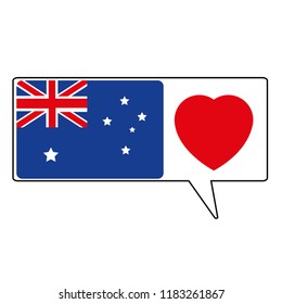 Australia flag love vector, message and like