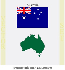 Australia flag and map, abstract vector art illustration