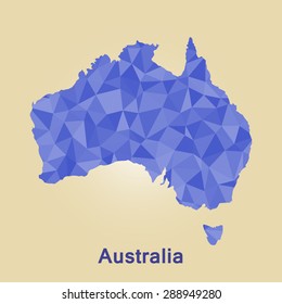 Australia flag map in geometric polygonal style.Abstract tessellation,background. Vector illustration EPS10