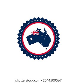 Vector de diseño de etiqueta de mapa de bandera de Australia.