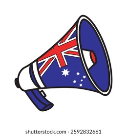 Australia flag megaphone- national announcement and patriotic symbol illustration