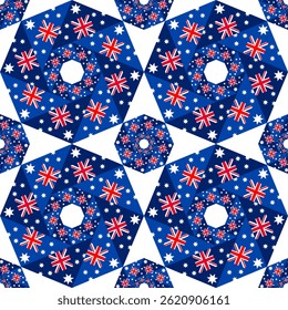 australia flag octagon pattern. geometric background for decoration. vector illustration