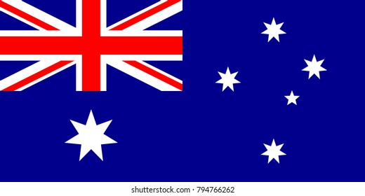 Australia Flag with official colors and the aspect ratio of 1:2. Flat vector illustration.