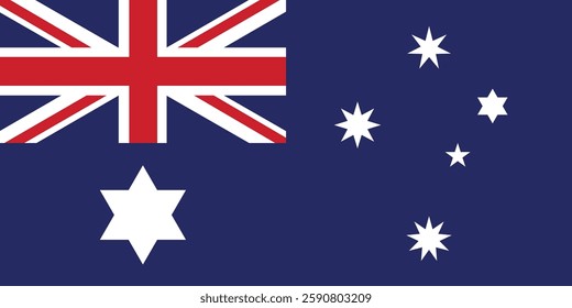 Australia flag official isolated on transparent PNG background. Perfect for designs, high-quality vector image. The iconic Union Jack, Commonwealth Star, and Southern Cross constellation